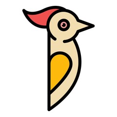 Poster - Zoo woodpecker icon. Outline zoo woodpecker vector icon color flat isolated