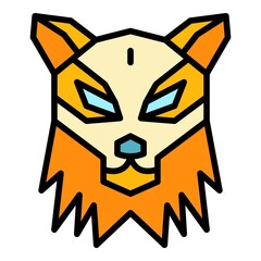 Sticker - Wolf icon. Outline wolf vector icon color flat isolated