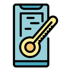 Poster - Fever phone icon. Outline fever phone vector icon color flat isolated