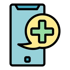 Wall Mural - Medical phone consultation icon. Outline medical phone consultation vector icon color flat isolated