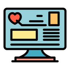 Poster - computer telemedicine icon. outline computer telemedicine vector icon color flat isolated