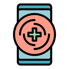Poster - Mobile doctor icon. Outline mobile doctor vector icon color flat isolated