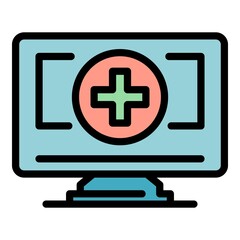 Poster - Doctor online service icon. Outline doctor online service vector icon color flat isolated