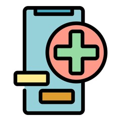 Poster - Mobile doctor service icon. Outline mobile doctor service vector icon color flat isolated