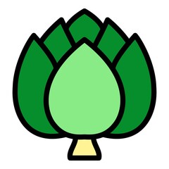 Poster - Grocery artichoke icon. Outline grocery artichoke vector icon color flat isolated