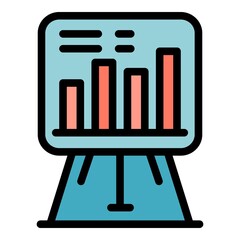 Poster - Online desk chart icon. Outline online desk chart vector icon color flat isolated
