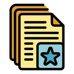 Poster - Recruitment resume icon. Outline recruitment resume vector icon color flat isolated