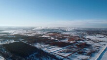 Oil Refinery In Winter, Aerial Survey Of The General Plan