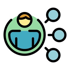 Poster - Recruiter job icon. Outline recruiter job vector icon color flat isolated