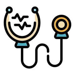 Poster - Healthcare stethoscope icon. Outline healthcare stethoscope vector icon color flat isolated