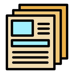 Sticker - Newspapers icon. Outline newspapers vector icon color flat isolated