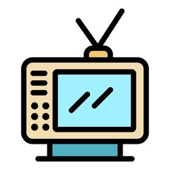 Poster - Old tv set icon. Outline old tv set vector icon color flat isolated