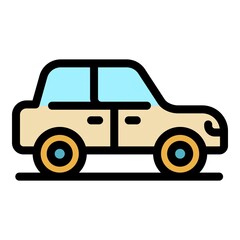 Poster - Family car icon. Outline family car vector icon color flat isolated