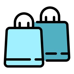 Poster - Shopping bags icon. Outline shopping bags vector icon color flat isolated
