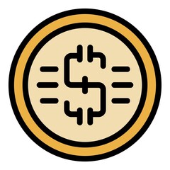 Poster - Dollar coin icon. Outline dollar coin vector icon color flat isolated