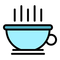 Poster - Hot tea cup icon. Outline hot tea cup vector icon color flat isolated
