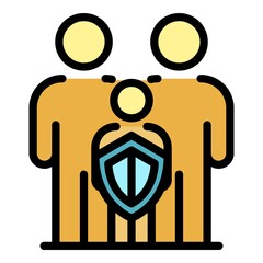 Poster - Medical protection family icon. Outline medical protection family vector icon color flat isolated