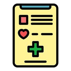 Poster - Smartphone medical care icon. Outline smartphone medical care vector icon color flat isolated