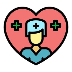 Aufkleber - Heart love doctor icon. Outline heart love doctor vector icon color flat isolated