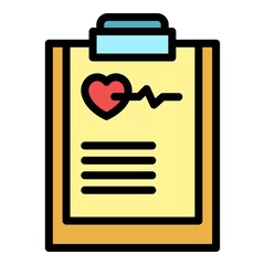 Aufkleber - Heart rate board icon. Outline heart rate board vector icon color flat isolated