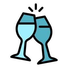 Poster - Cups of champagne icon. Outline cups of champagne vector icon color flat isolated