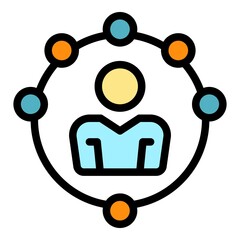 Poster - Event manager icon. Outline event manager vector icon color flat isolated
