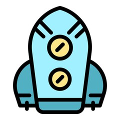 Poster - Event rocket icon. Outline event rocket vector icon color flat isolated
