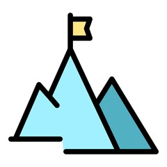 Poster - Mountain target icon. Outline mountain target vector icon color flat isolated