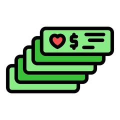 Poster - money donation icon. outline money donation vector icon color flat isolated