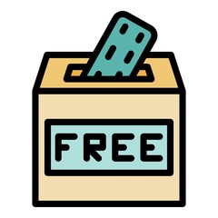 Poster - donation box icon. outline donation box vector icon color flat isolated