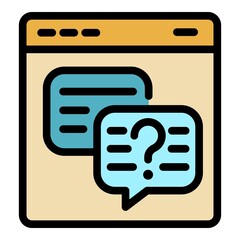 Poster - Problem questions icon. Outline problem questions vector icon color flat isolated