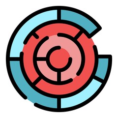 Poster - Round maze icon. Outline round maze vector icon color flat isolated