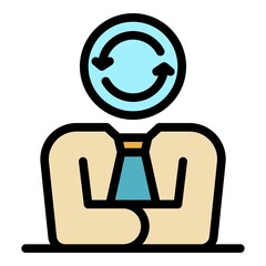 Poster - Human solving problem icon. Outline human solving problem vector icon color flat isolated