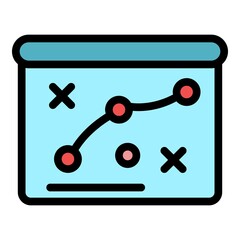 Poster - Problem point solving icon. Outline problem point solving vector icon color flat isolated