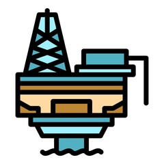 Poster - Plant sea drilling rig icon. Outline plant sea drilling rig vector icon color flat isolated