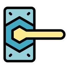 Poster - Decoration door handle icon. Outline decoration door handle vector icon color flat isolated