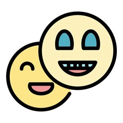 Poster - Smiling emoji icon. Outline smiling emoji vector icon color flat isolated