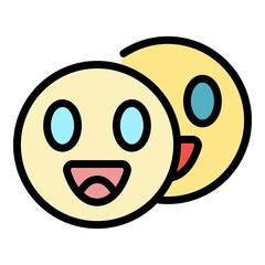Poster - Modern laugh emoji icon. Outline modern laugh emoji vector icon color flat isolated