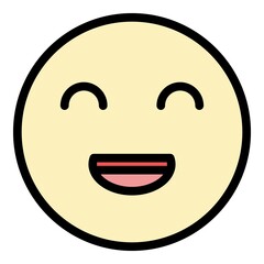 Poster - Funny emoji smile icon. Outline funny emoji smile vector icon color flat isolated