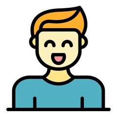 Poster - Joke smiling icon. Outline joke smiling vector icon color flat isolated
