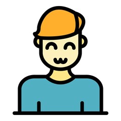 Poster - Mood man smile icon. Outline mood man smile vector icon color flat isolated