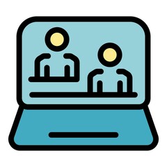 Aufkleber - business collaboration laptop icon. outline business collaboration laptop vector icon color flat iso