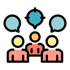 Poster - Business collaboration target icon. Outline business collaboration target vector icon color flat isolated