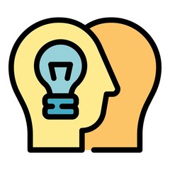 Poster - Business collaboration idea icon. Outline business collaboration idea vector icon color flat isolated