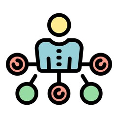 Aufkleber - business collaboration scheme icon. outline business collaboration scheme vector icon color flat iso