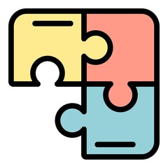 Poster - business collaboration puzzle icon. outline business collaboration puzzle vector icon color flat iso