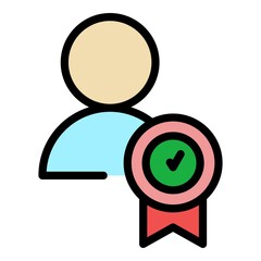 Poster - Expertise achievement icon. Outline expertise achievement vector icon color flat isolated