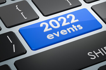 Canvas Print - 2022 events button on keyboard, 3D rendering