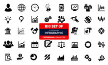 Simple Infographics Icons Set. Universal Infographics Icon To Use For Web And Mobile UI, Set Of Basic Infographics Elements Black And White Vector Illustration 01