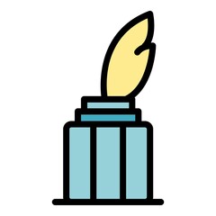 Poster - Inkwell with pen icon. Outline inkwell with pen vector icon color flat isolated